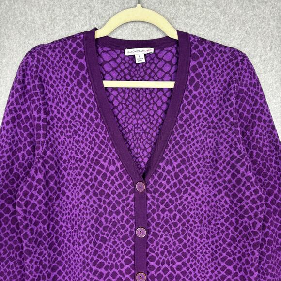 Isaac Mizrahi Sweater Womens Large Purple Animal Snake Print Long Quirky Whimsy - Picture 10 of 10
